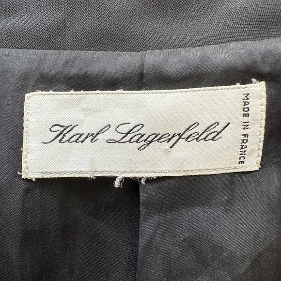 Karl Lagerfeld Vintage Cropped Jacket Triple Lapel Made in France Wool & Silk - Picture 9 of 12